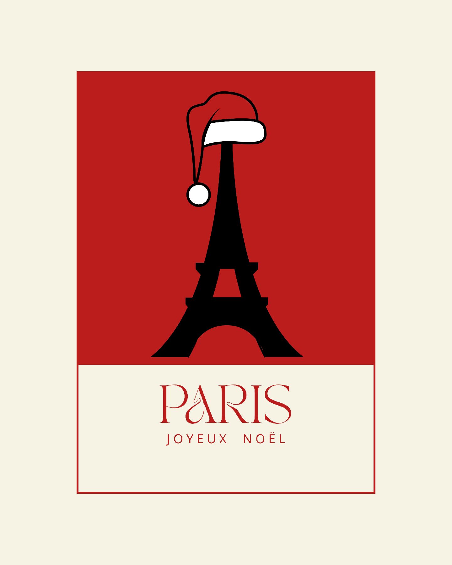 Illustration Collection Paris Joyeux Noël - Tour Eiffel